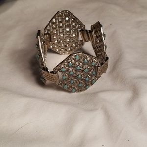 Vintage Silver with Turquoise 4 Panel Bracelet